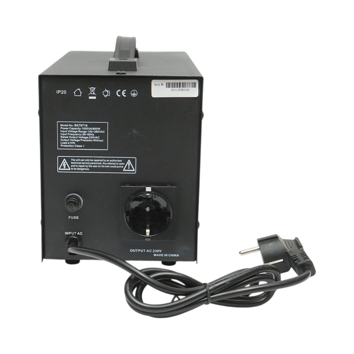Stabilizator automat de tensiune 1000VA, 800W, 100-260V cu releu monofazat, 1 priza schuko 230V, afisaj LCD Breckner Germany - imagine 4