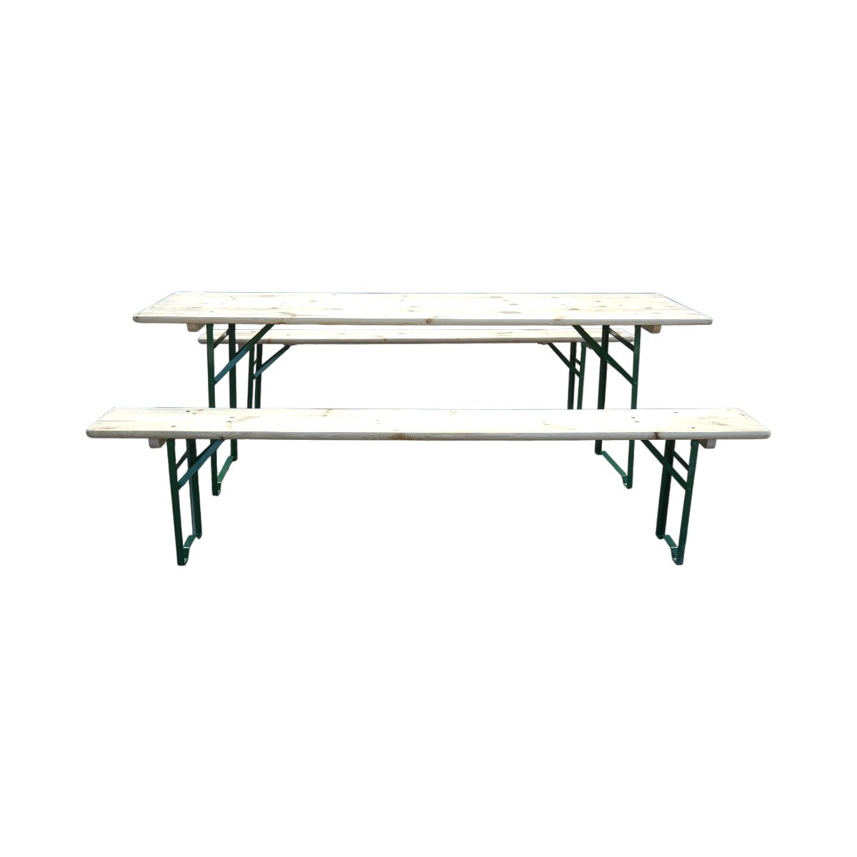 Set berarie cu masa si 2 banci pliabile din lemn masiv pentru gradina, terasa, evenimente 2200x700x770mm - imagine 3