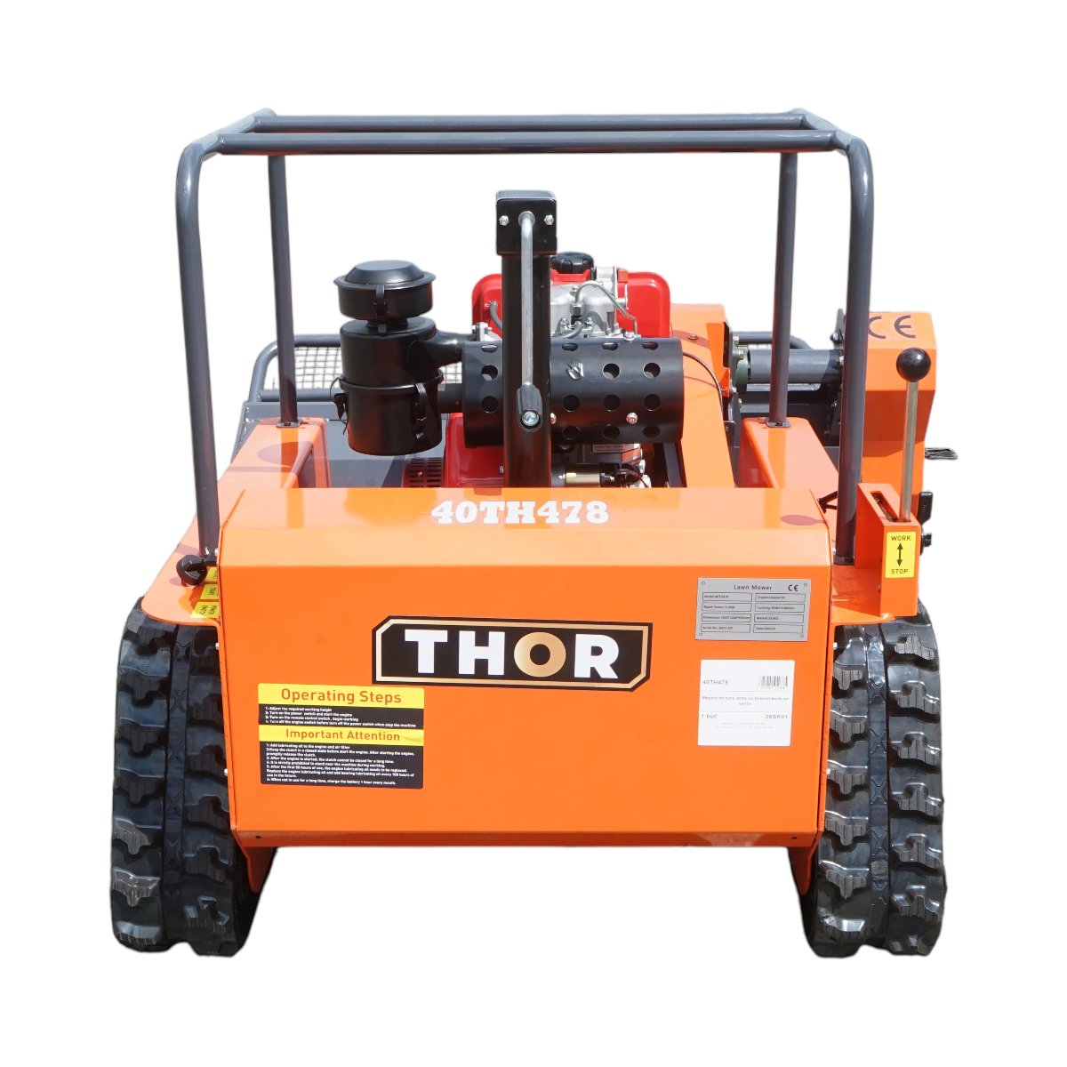 Masina de tuns iarba cu telecomanda pe senile, motor diesel 12.5CP, 499cc, latime de taiere 1000mm THOR - imagine 4