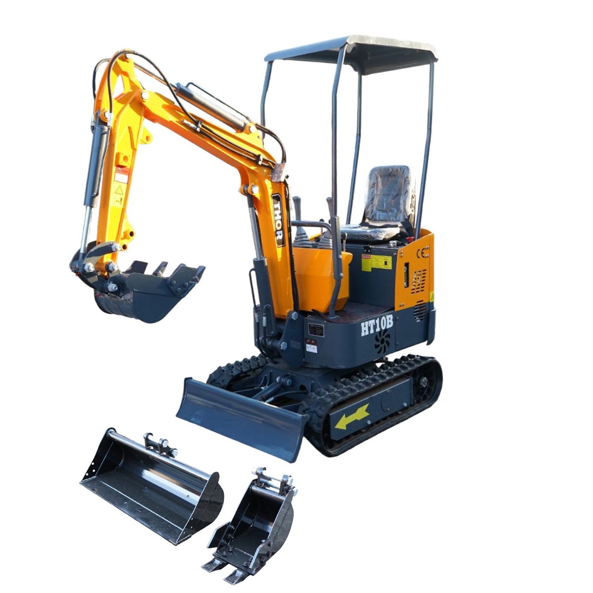 Mini excavator 1T pe senile cu semicabina, motor diesel 11CP, adancime sapare 1750mm, capacitate ridicare 350kg, 3 cupe incluse 170/360/780mm THOR