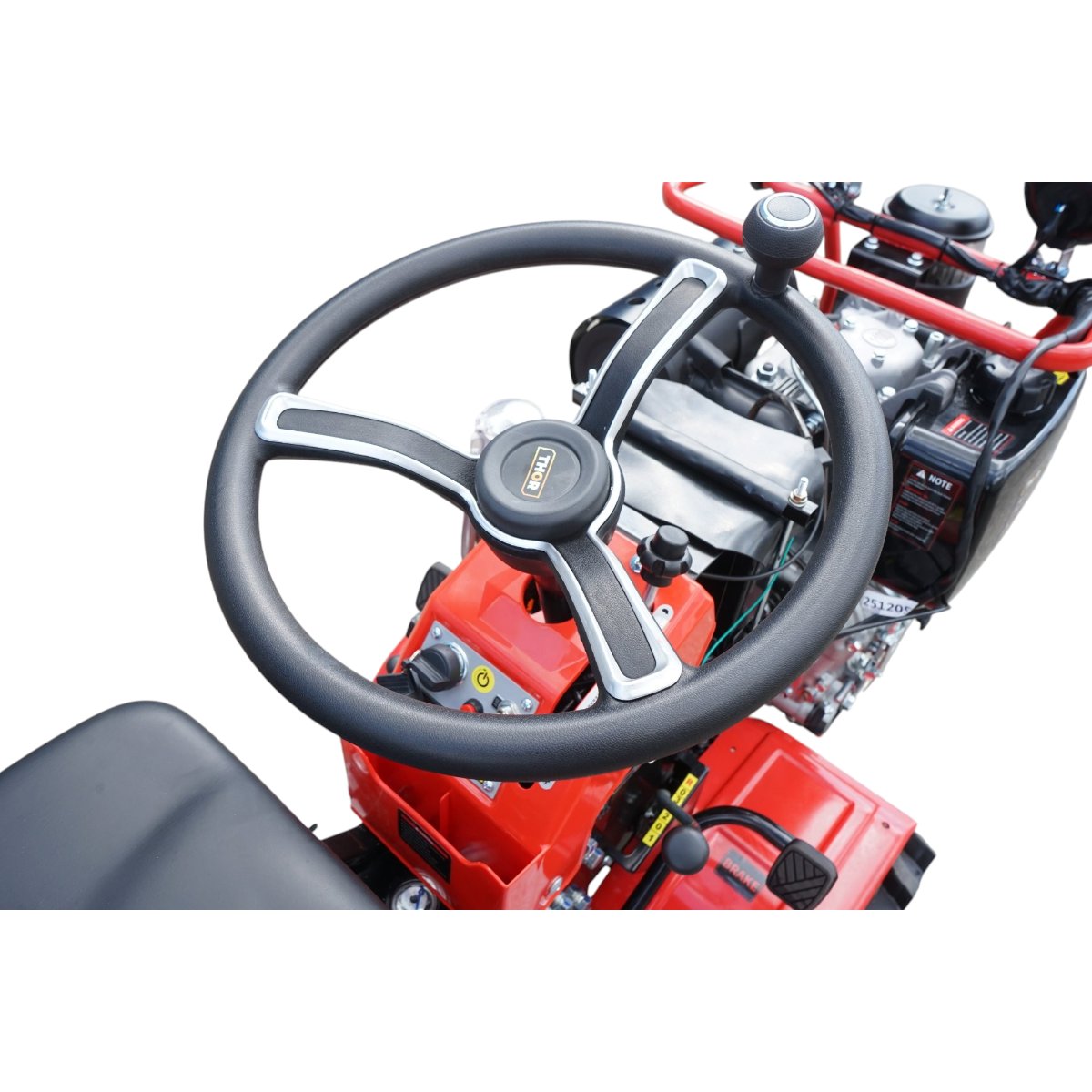 Mini tractor 4x4 diesel 17CP, 531cc, 3+1 viteze, 2 cutii de viteze, pornire electrica/manuala, latime lucru 1050mm cu freza, rarita, roti metalice, picior sprijin THOR - imagine 8