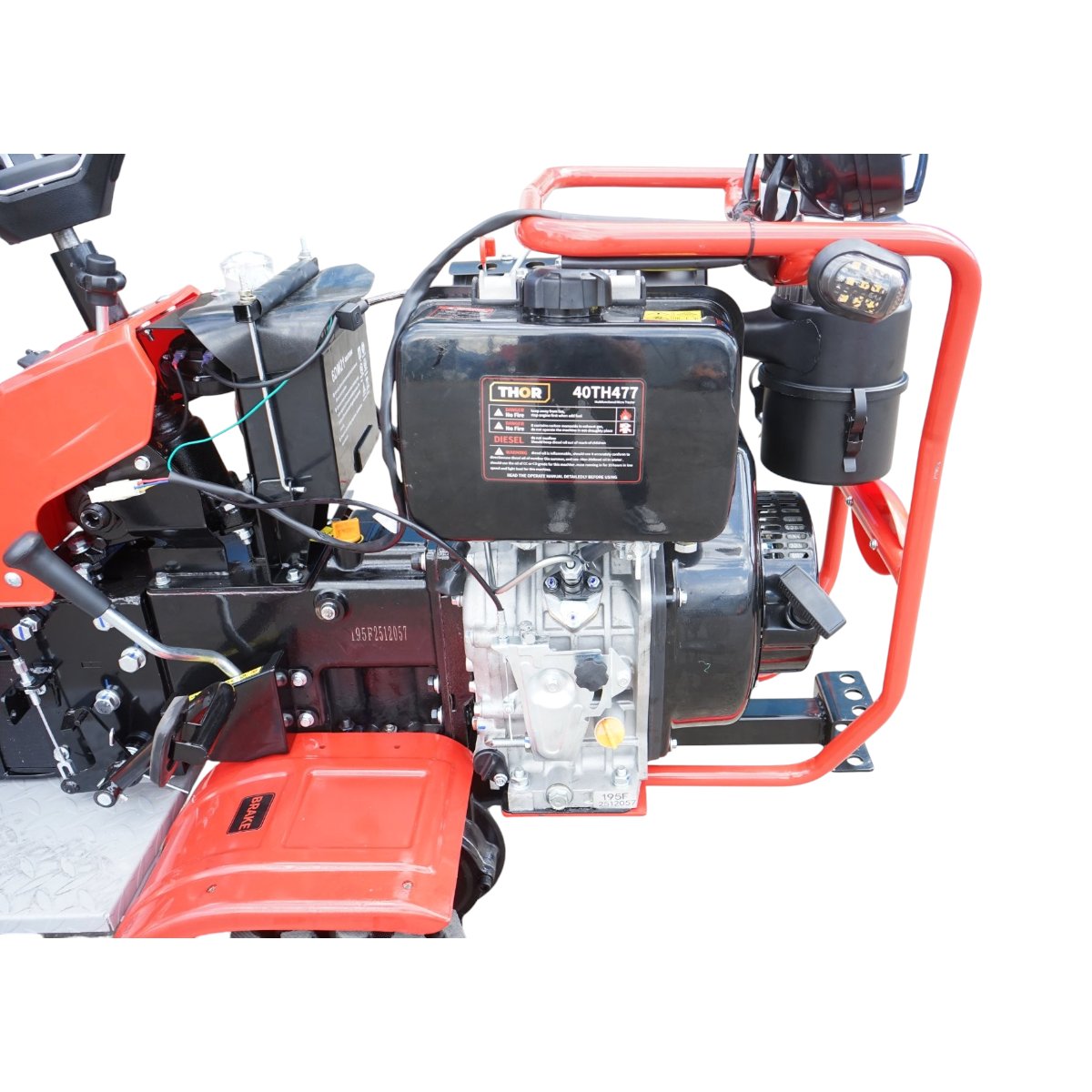 Mini tractor 4x4 diesel 17CP, 531cc, 3+1 viteze, 2 cutii de viteze, pornire electrica/manuala, latime lucru 1050mm cu freza, rarita, roti metalice, picior sprijin THOR - imagine 9
