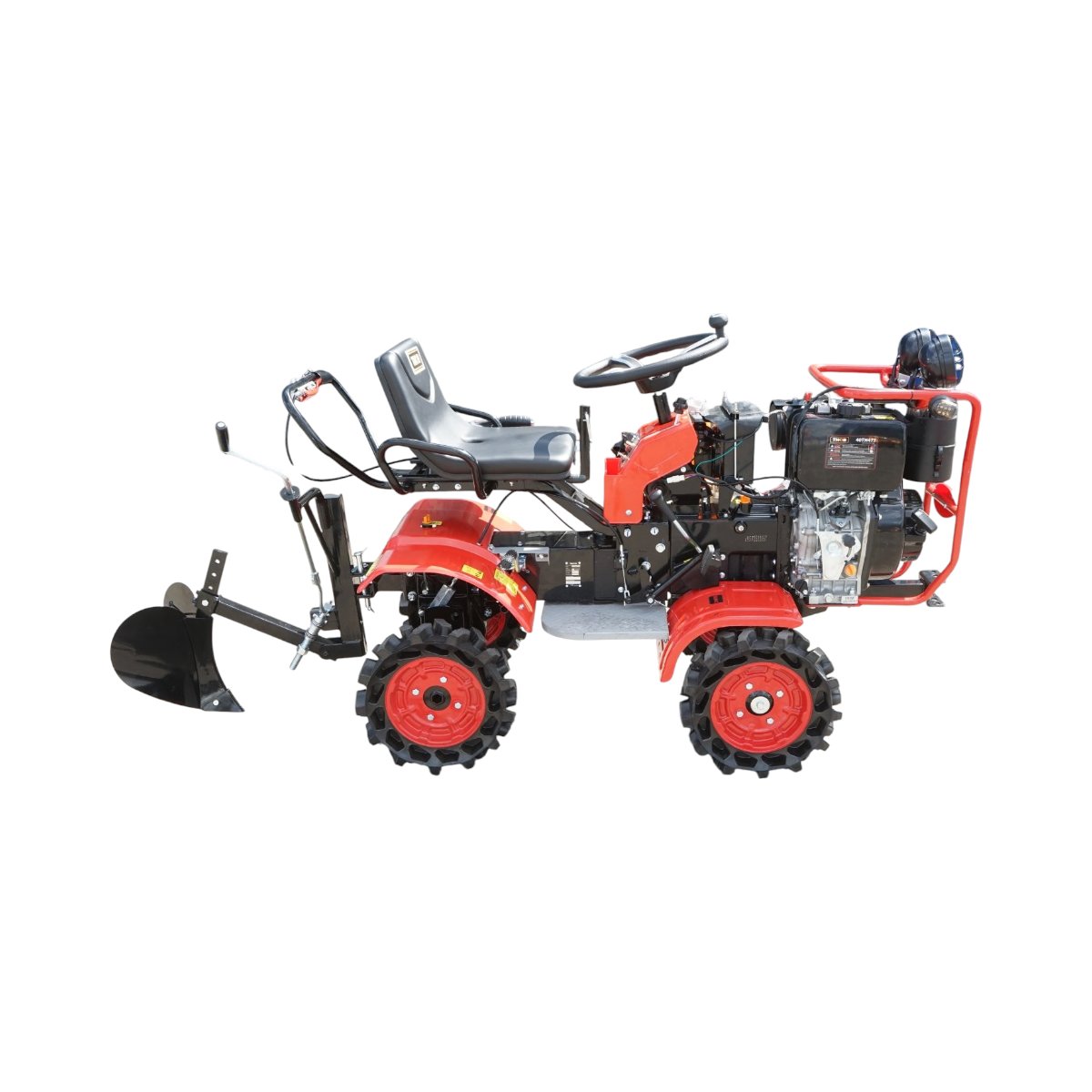 Mini tractor 4x4 diesel 17CP, 531cc, 3+1 viteze, 2 cutii de viteze, pornire electrica/manuala, latime lucru 1050mm cu freza, rarita, roti metalice, picior sprijin THOR - imagine 5