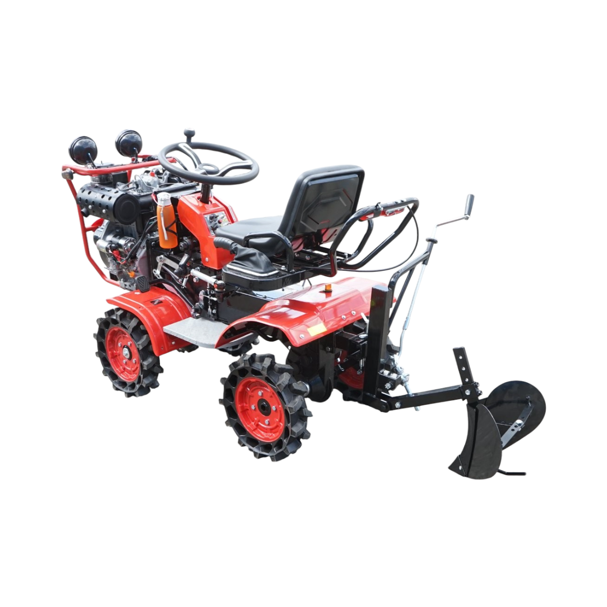 Mini tractor 4x4 diesel 17CP, 531cc, 3+1 viteze, 2 cutii de viteze, pornire electrica/manuala, latime lucru 1050mm cu freza, rarita, roti metalice, picior sprijin THOR - imagine 6