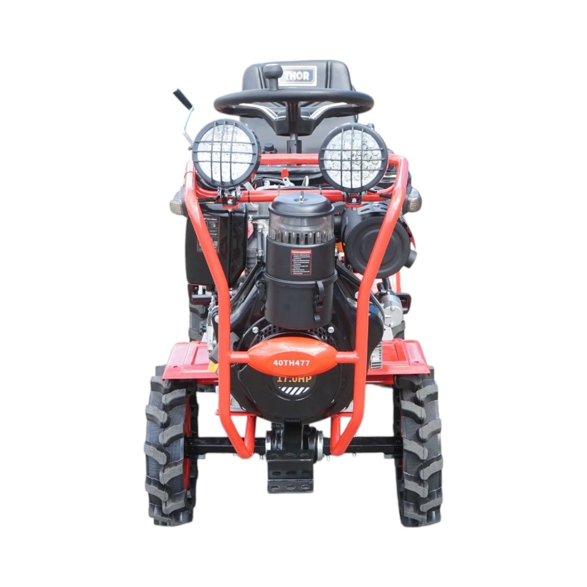 Mini tractor 4x4 diesel 17CP, 531cc, 3+1 viteze, 2 cutii de viteze, pornire electrica/manuala, latime lucru 1050mm cu freza, rarita, roti metalice, picior sprijin THOR - imagine 4