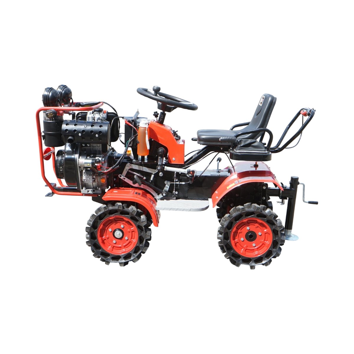 Mini tractor 4x4 diesel 17CP, 531cc, 3+1 viteze, 2 cutii de viteze, pornire electrica/manuala, latime lucru 1050mm cu freza, rarita, roti metalice, picior sprijin THOR - imagine 3