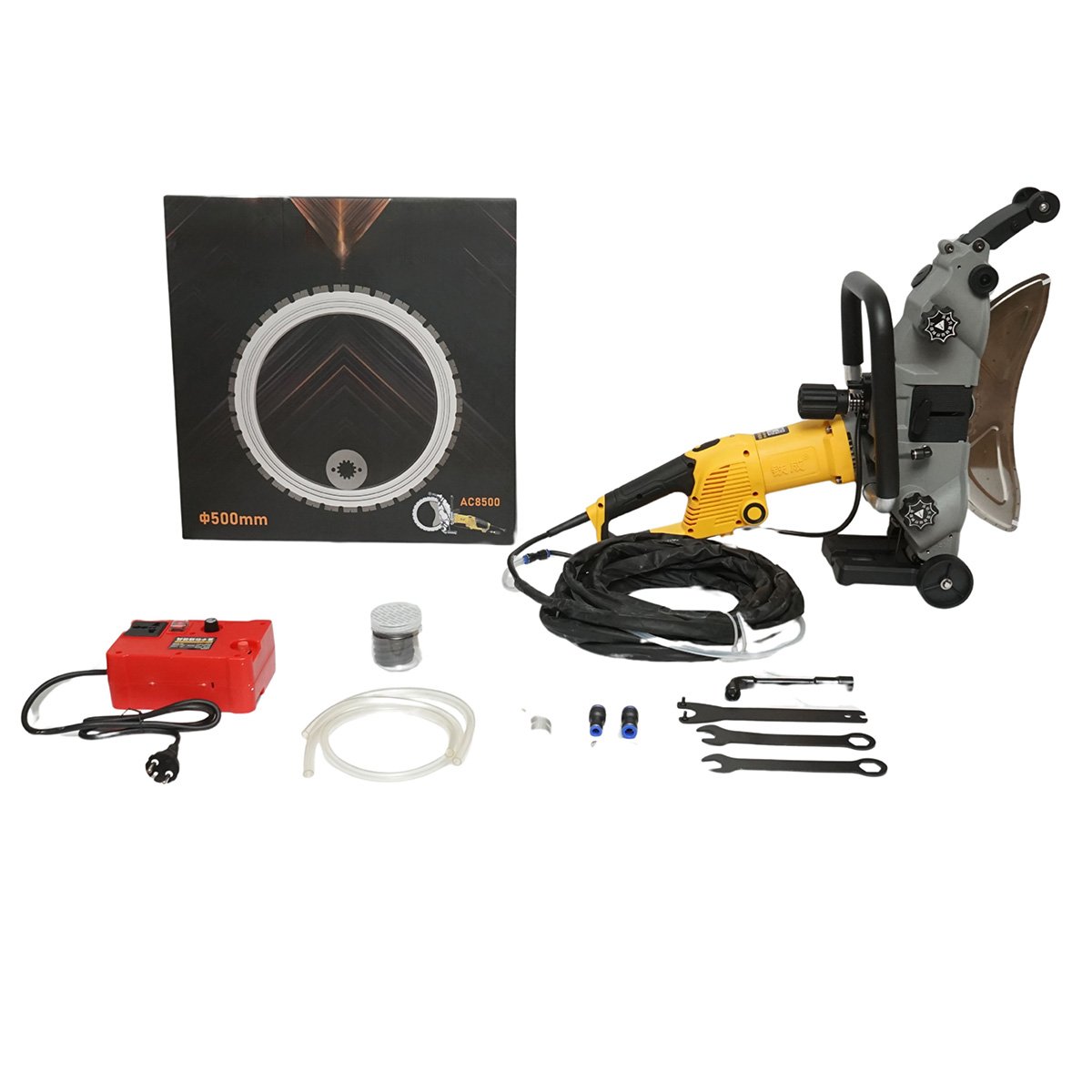 Masina de taiat beton electrica 5000W, 220V, disc inelar diamantat 500mm, adancime 390mm, pompa apa automata 20 L/min Breckner Germany - imagine 2