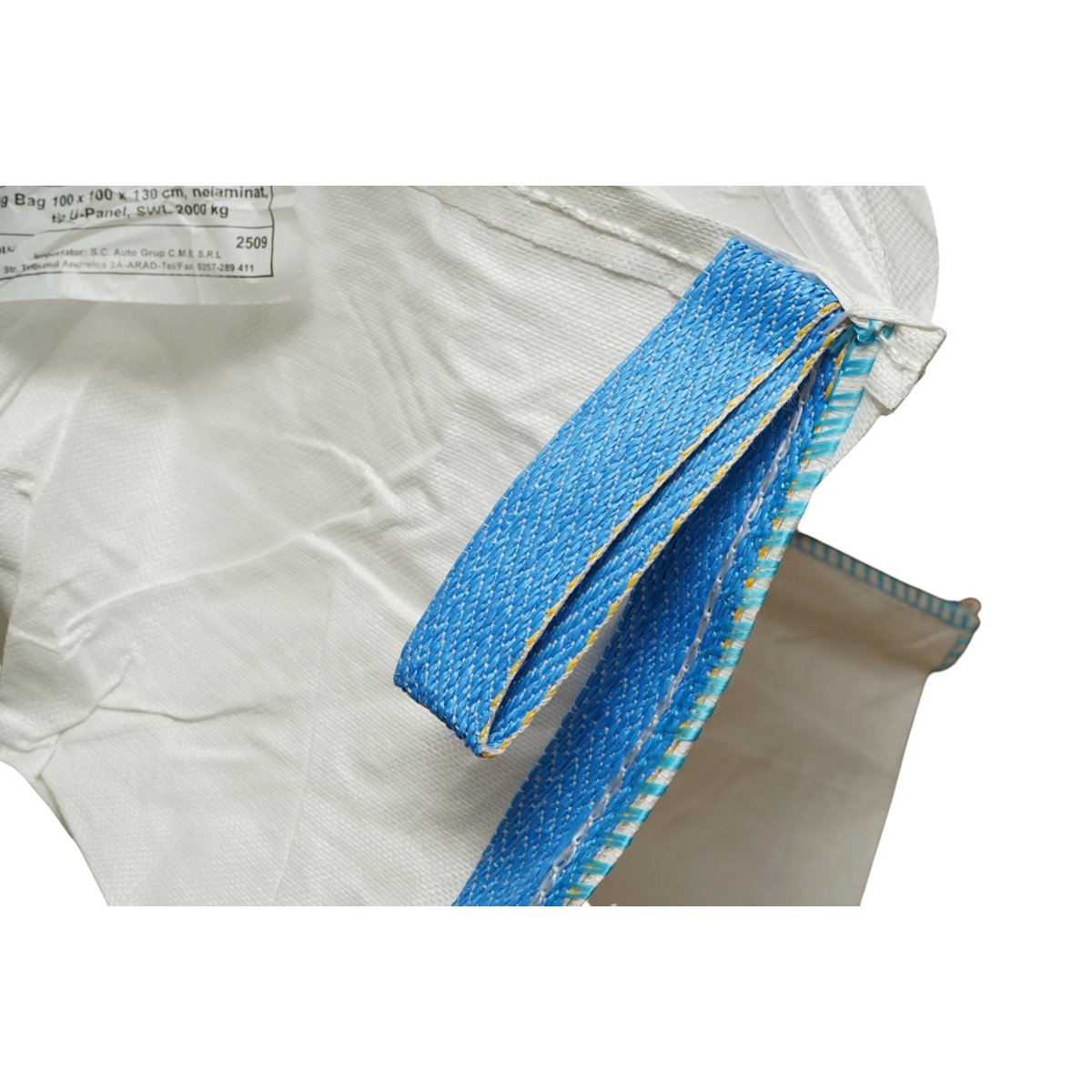 Sac big bag 100x100x130cm alb, capacitate 2000kg, tip U-Panel nelaminat, fund plan, top fusta 85cm - imagine 5