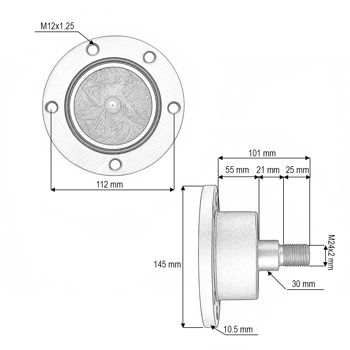 Butuc disc grapa cu talere Kverneland cod OEM A135051530, RF30701X0, IL50-112/5T-M24x2 - imagine 4