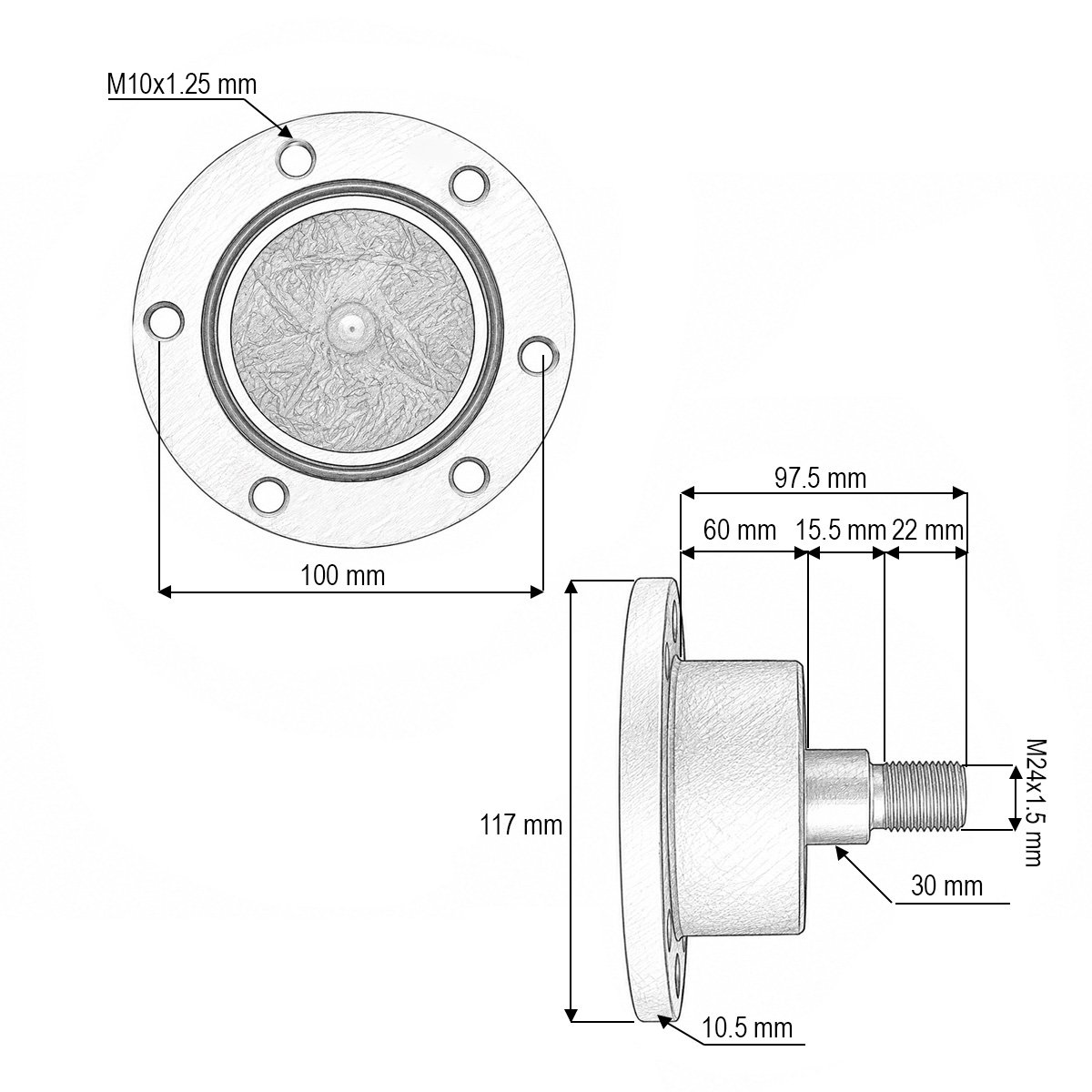 Butuc disc grapa dreapta Lemken Heliodor cod OEM 5554512, 55510012, IL50-100/6T-M24-R - imagine 4