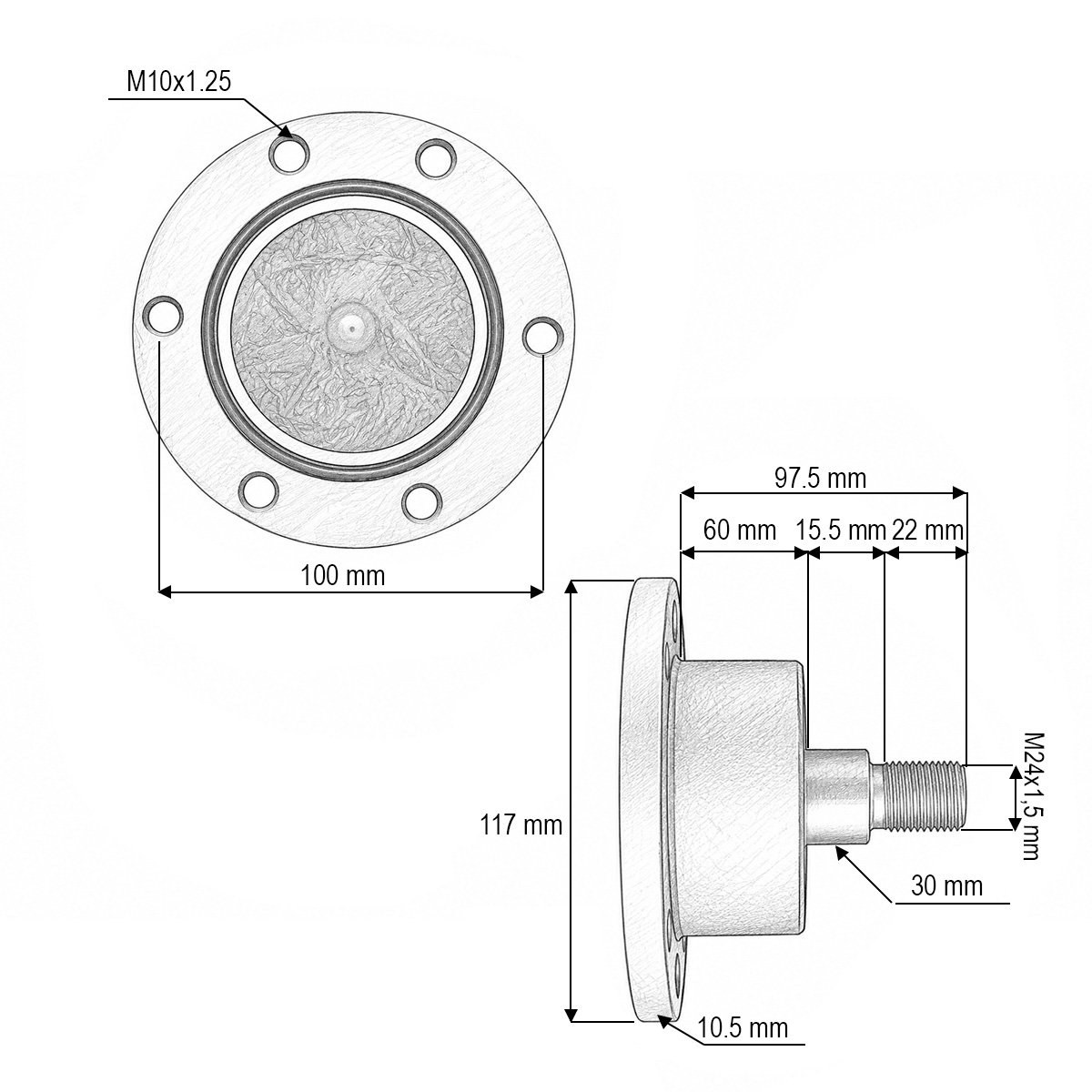 Butuc disc grapa stanga Lemken Heliodor cod OEM 5554513, 55510012, IL50-100/6T-M24-L - imagine 4