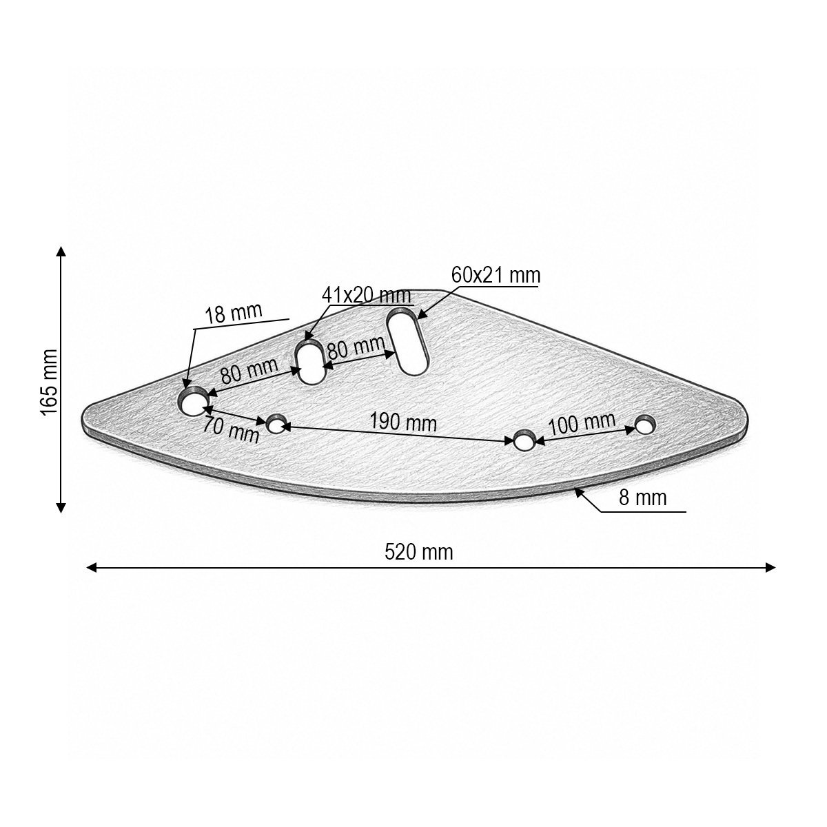 Placa suport cutit furaje Mayer Silo King 520x165x8mm cod OEM 527527429 - imagine 3