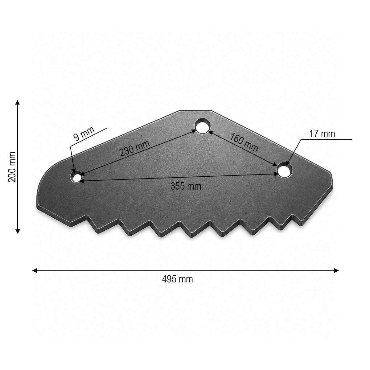Cutit malaxor furaje Trioliet 495x200x6mm cod OEM 52731639F - imagine 3