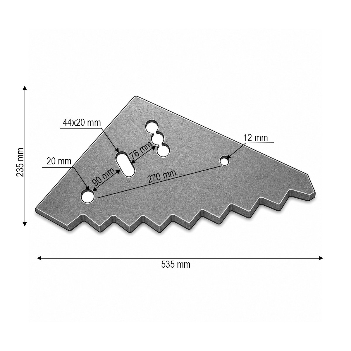 Cutit malaxor furaje Mayer Silo King 535x235x8mm cod OEM 527527406, FM01622 - imagine 3