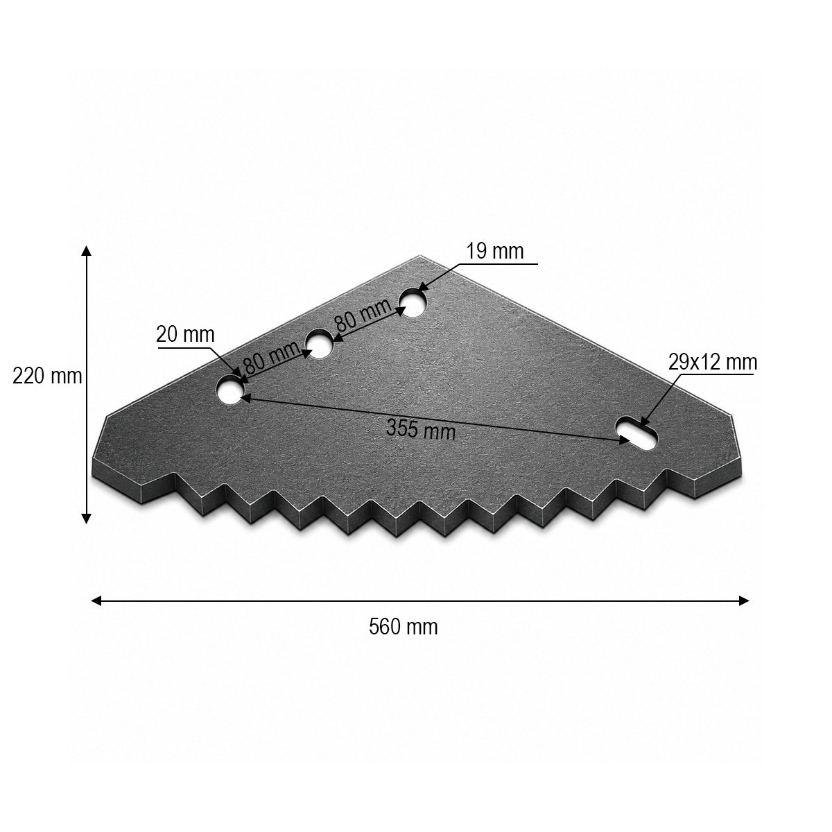 Cutit remorca tehnologica 560x222x6mm Faresin, Peecon, Unifeed, OMAS, Frasto, RMH cod OEM FM01134 - imagine 3