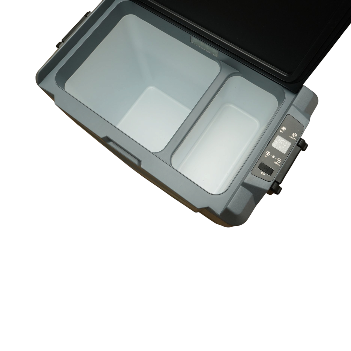 Frigider auto 55L cu compresor 12V-24V-220V, 60W, afisaj LCD, zona dubla de racire, USB 630x390x590mm - imagine 9