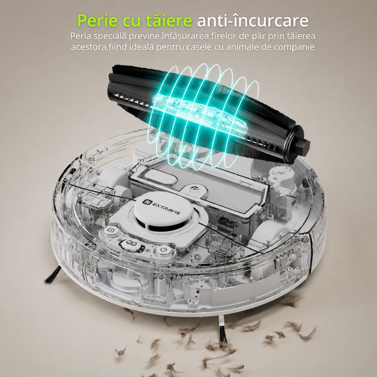 Aspirator robot inteligent cu functie mop 8500Pa, statie auto-golire, navigatie laser LDS, baterie 5200 mAh, perie anti-incurcare, control aplicatie WiFi Extravis - imagine 8