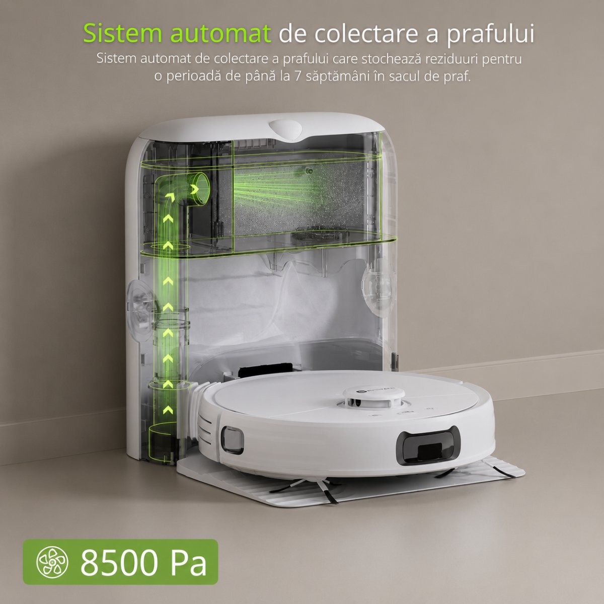 Aspirator robot inteligent cu functie mop 8500Pa, statie auto-golire, navigatie laser LDS, baterie 5200 mAh, perie anti-incurcare, control aplicatie WiFi Extravis - imagine 7