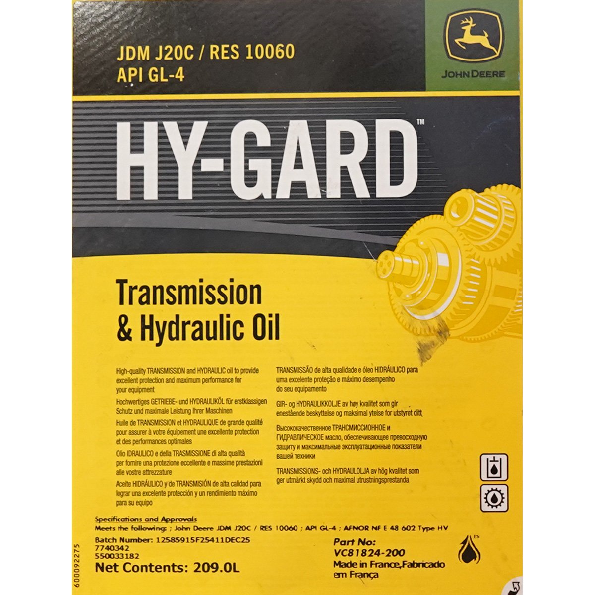 Ulei transmisie hidraulic John Deere HY-GARD UTTO 209L - imagine 6