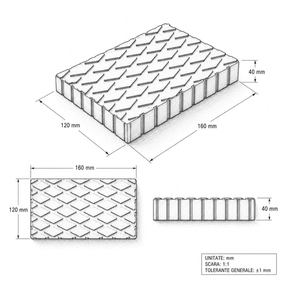 Tampon cauciuc pentru elevator auto mobil tip foarfeca 160x120x40mm - imagine 3