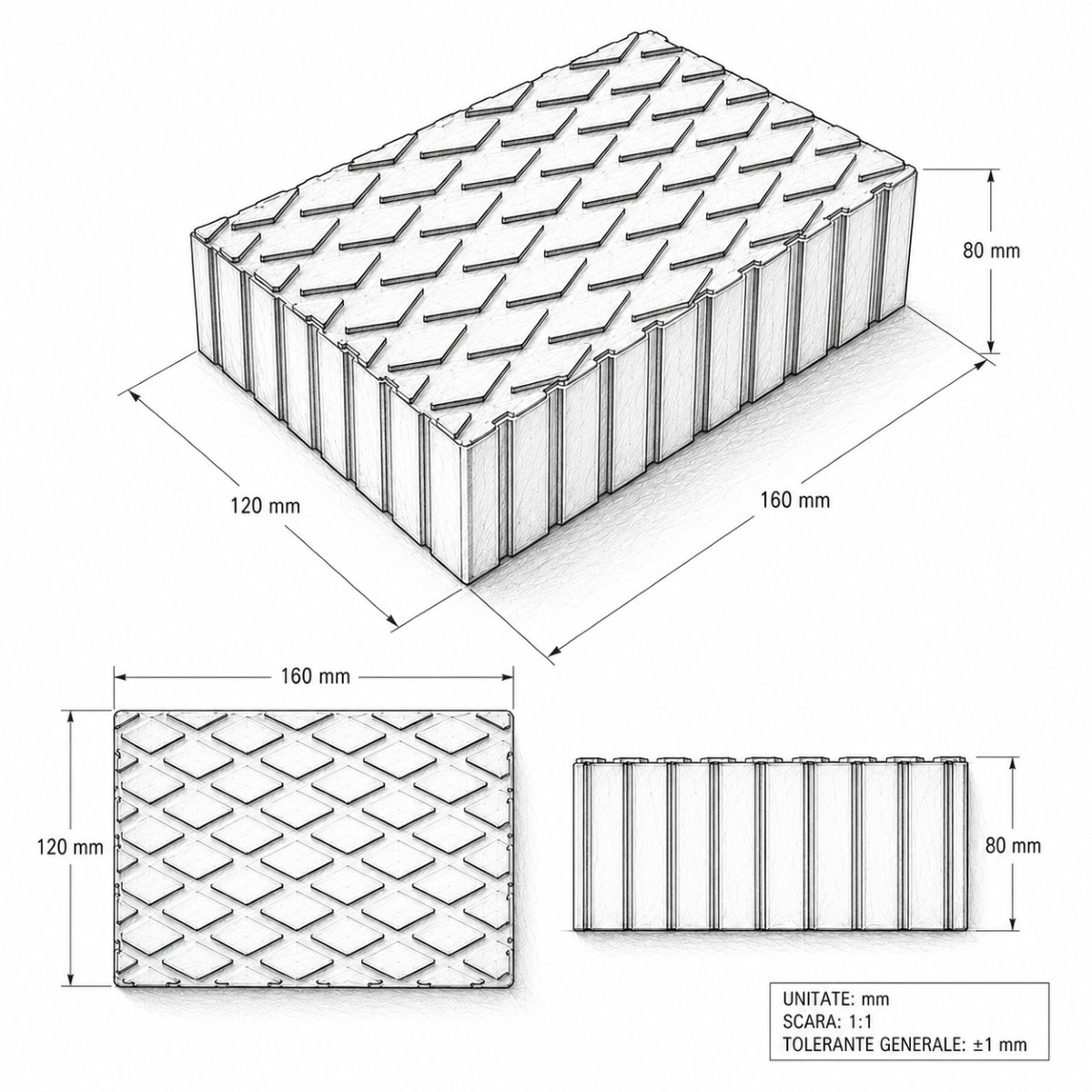 Tampon cauciuc pentru elevator auto mobil tip foarfeca 160x120x80mm - imagine 3