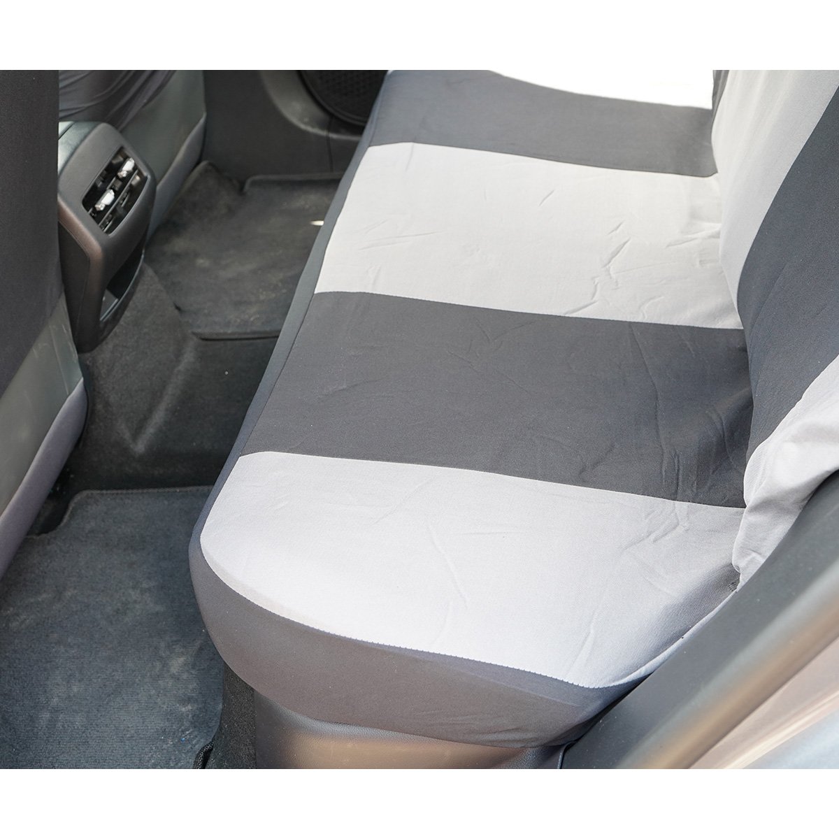 Set huse scaune auto universale gri-negru, material textil 8 piese - imagine 8