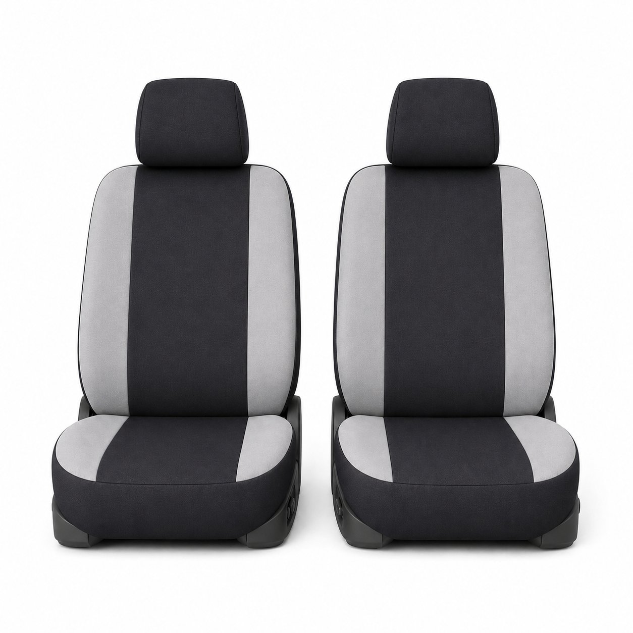 Set huse scaune auto universale gri-negru, material textil 8 piese - imagine 2