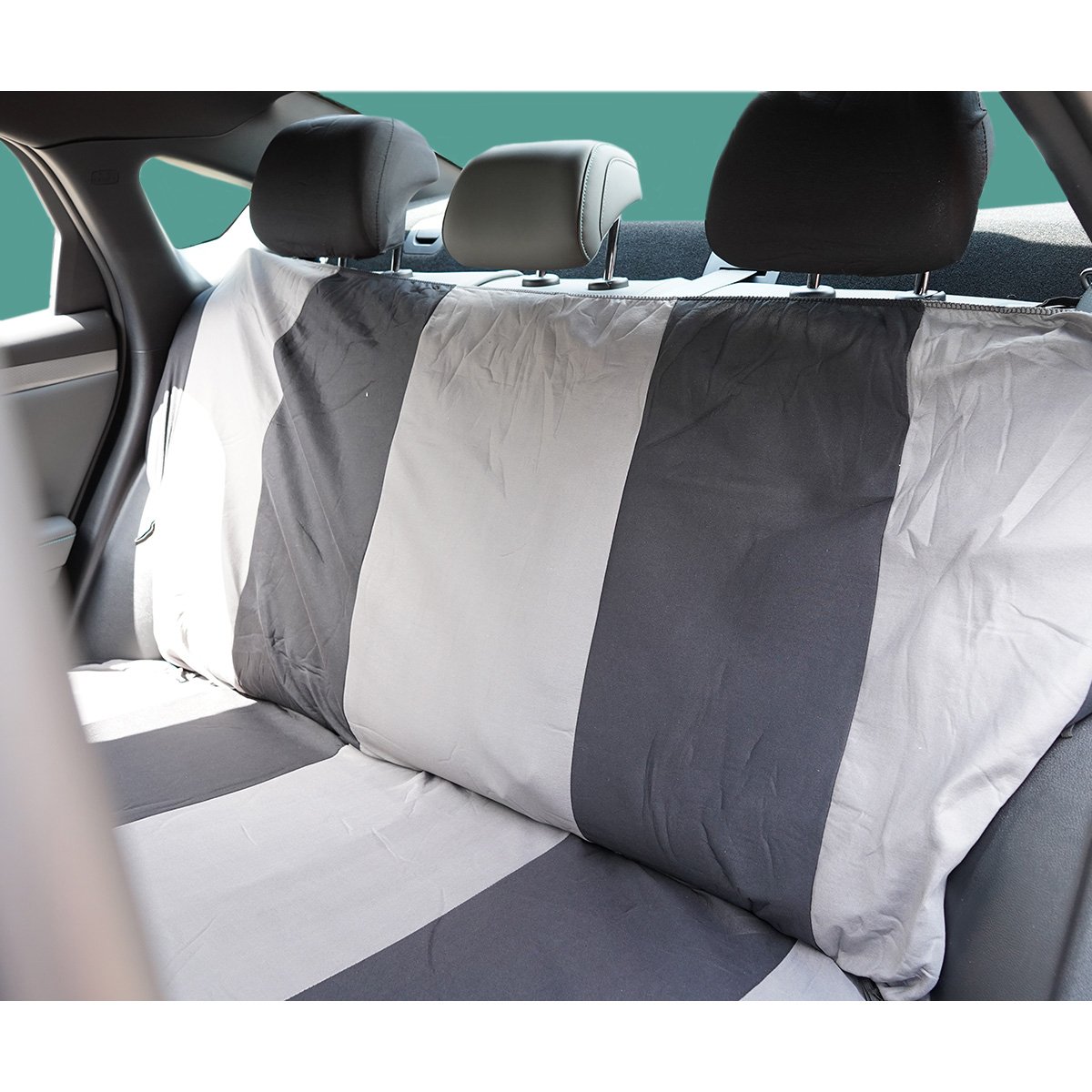 Set huse scaune auto universale gri-negru, material textil 8 piese - imagine 7