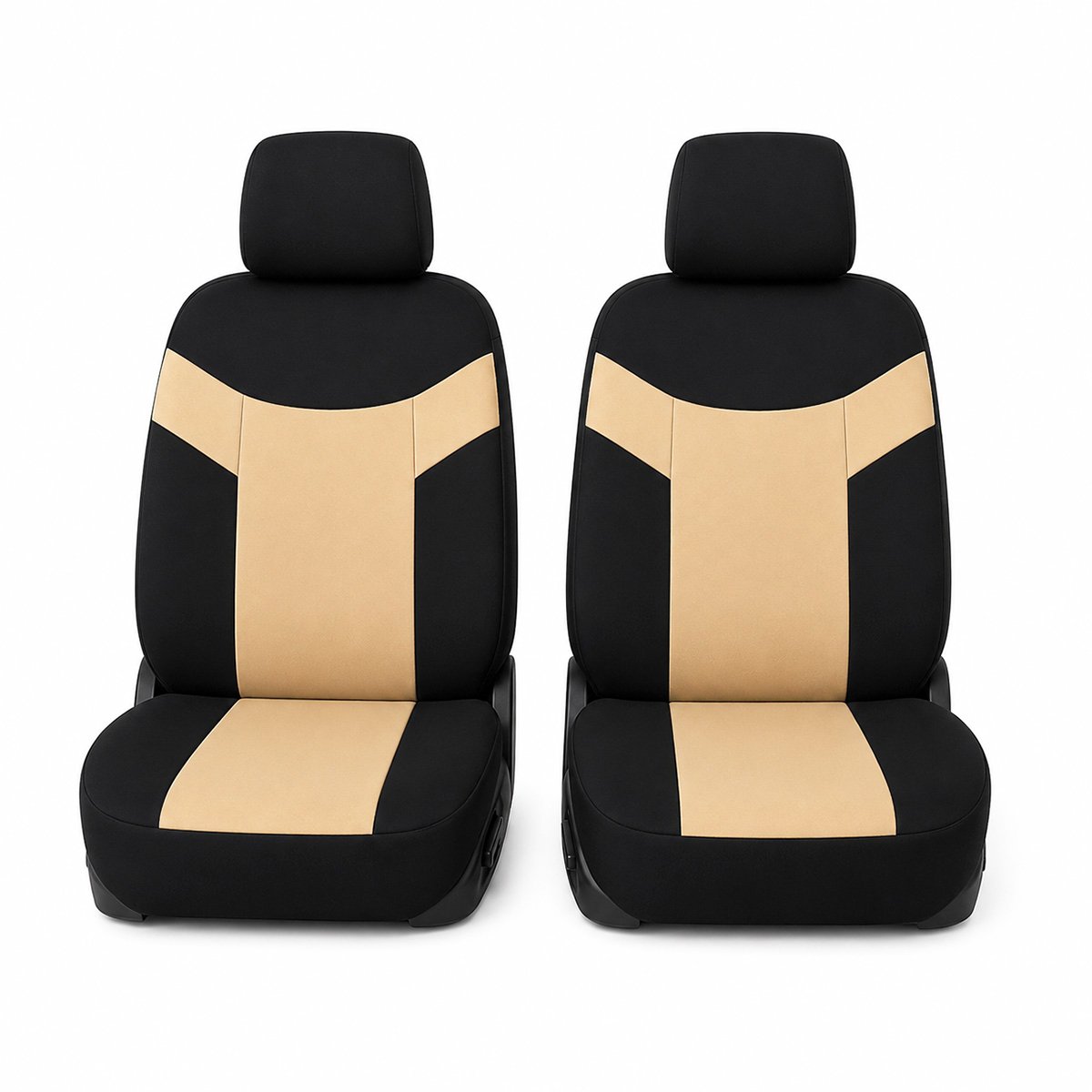 Set huse scaune auto universale crem-negru, material textil 8 piese - imagine 2