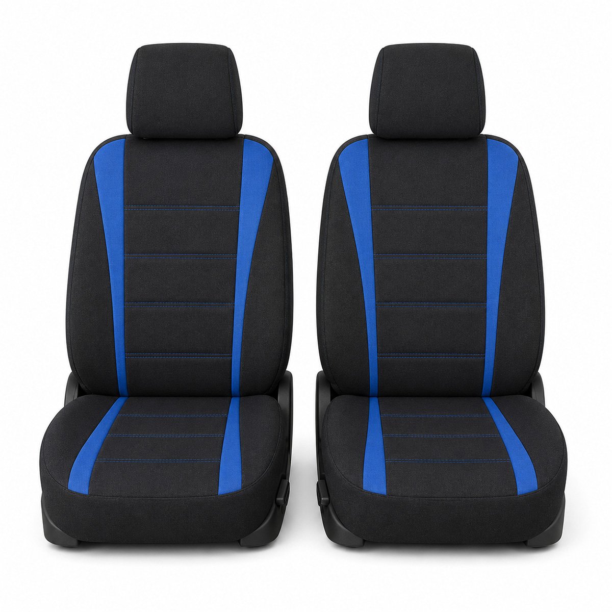 Set huse scaune auto universale negru-albastru, material textil 8 piese - imagine 2