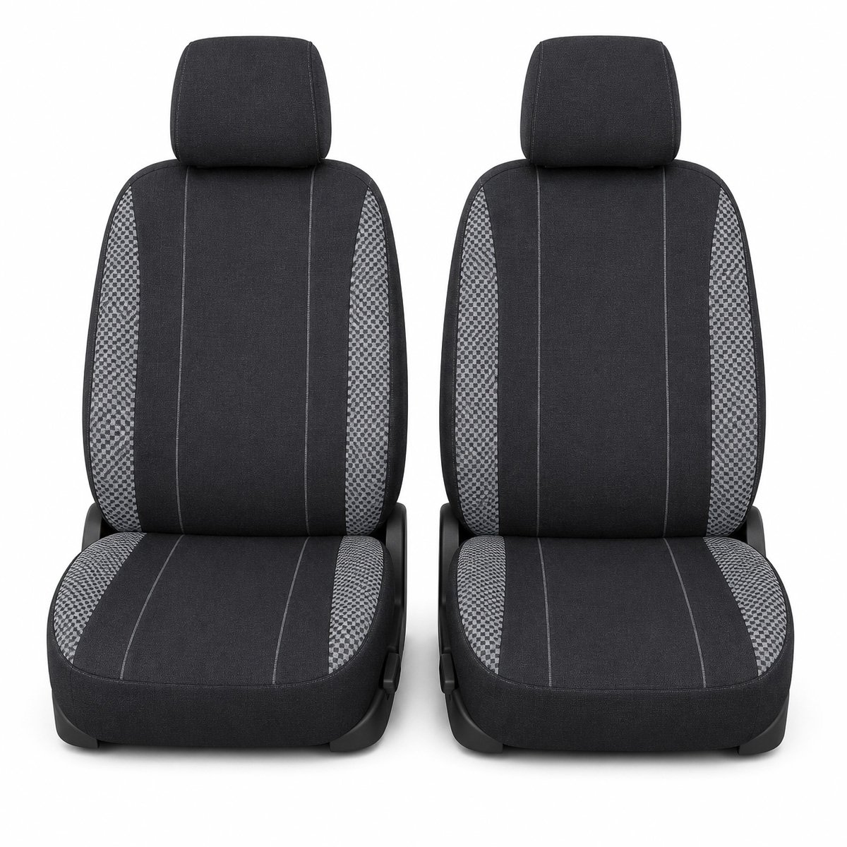 Set huse scaune auto universale negru-gri, material textil 8 piese - imagine 2
