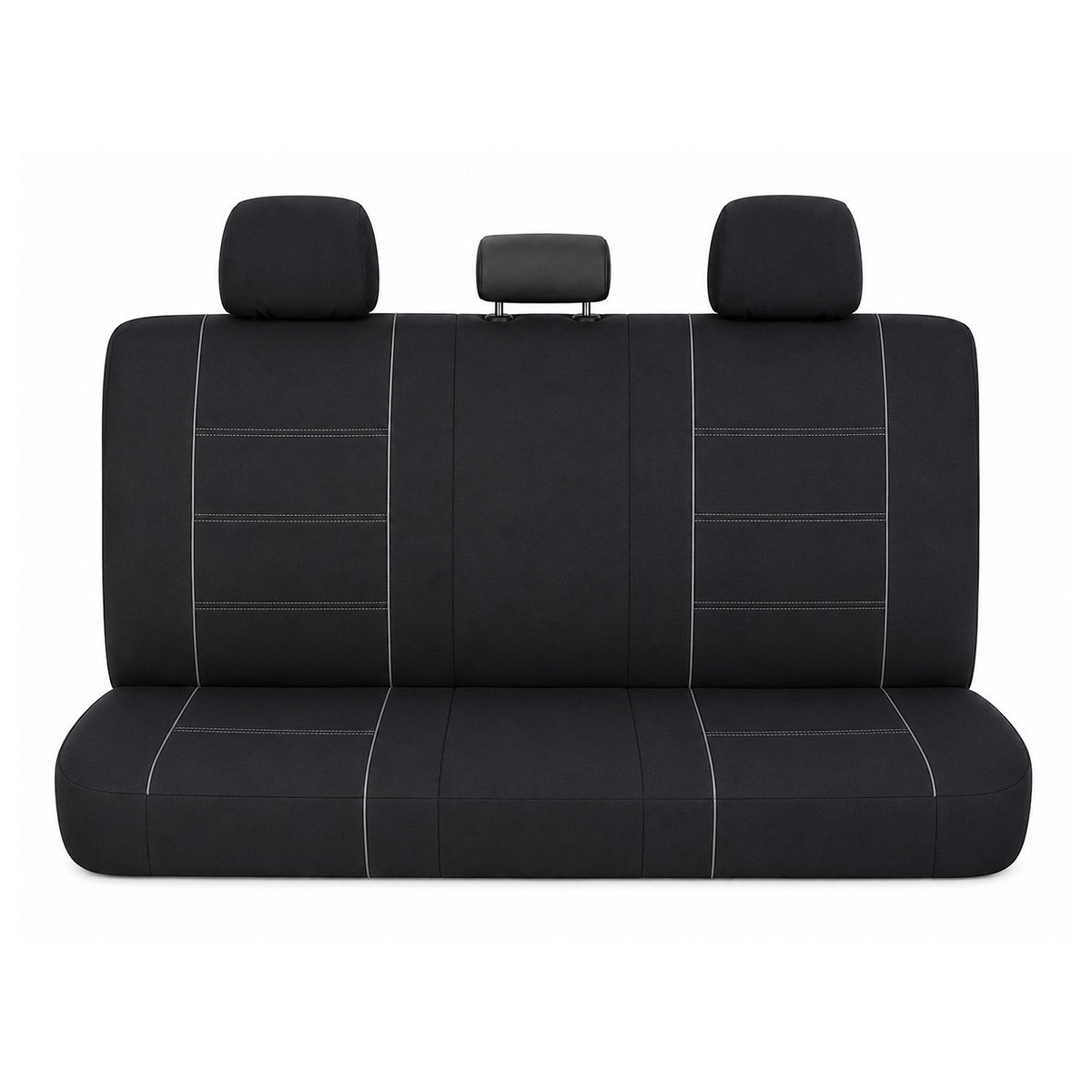 Set huse scaune auto universale negru-gri, material textil 8 piese - imagine 3