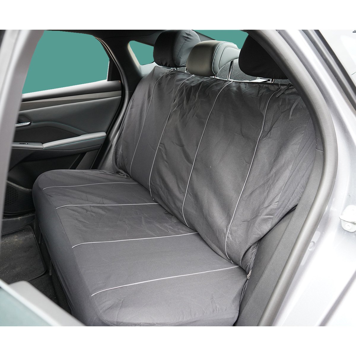 Set huse scaune auto universale negru-gri, material textil 8 piese - imagine 7