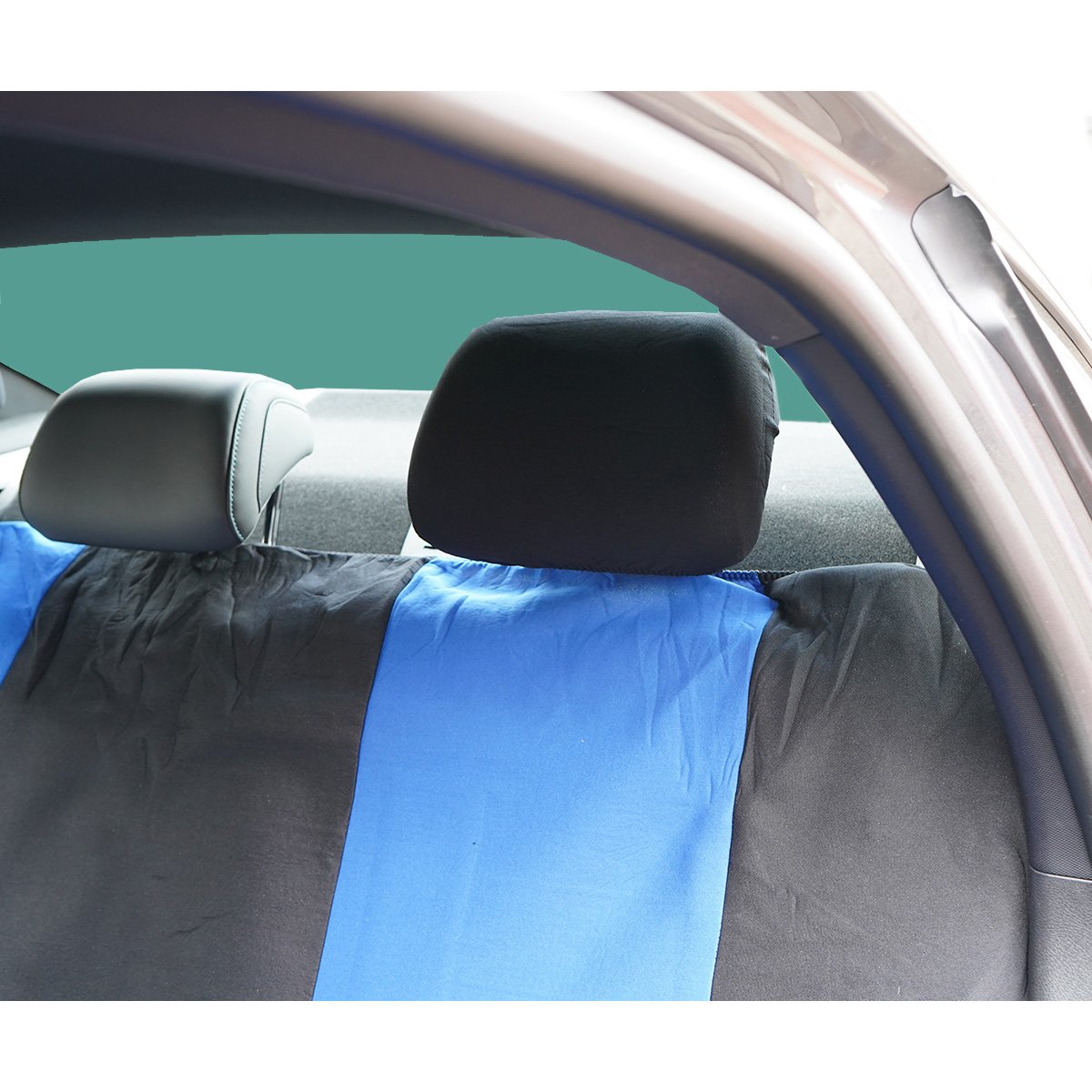Set huse scaune auto universale albastru-negru, material textil 8 piese - imagine 9