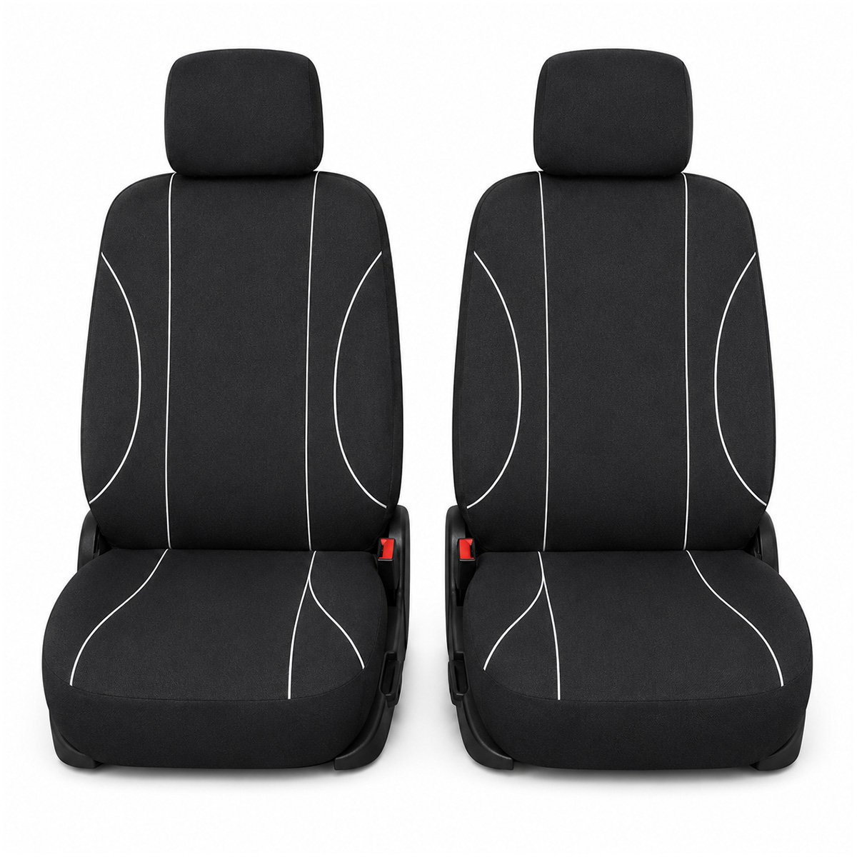 Set huse scaune auto universale negru-alb, material textil 8 piese - imagine 2