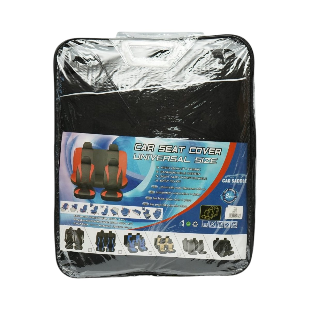 Set huse scaune auto universale negru-alb, material textil 8 piese - imagine 10