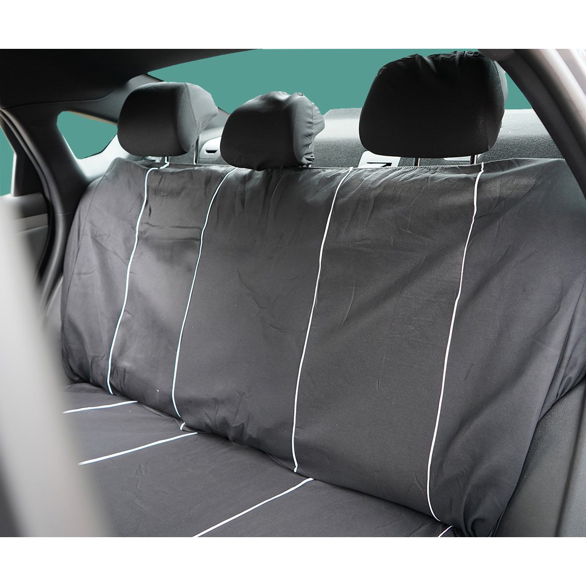Set huse scaune auto universale negru-alb, material textil 8 piese - imagine 6