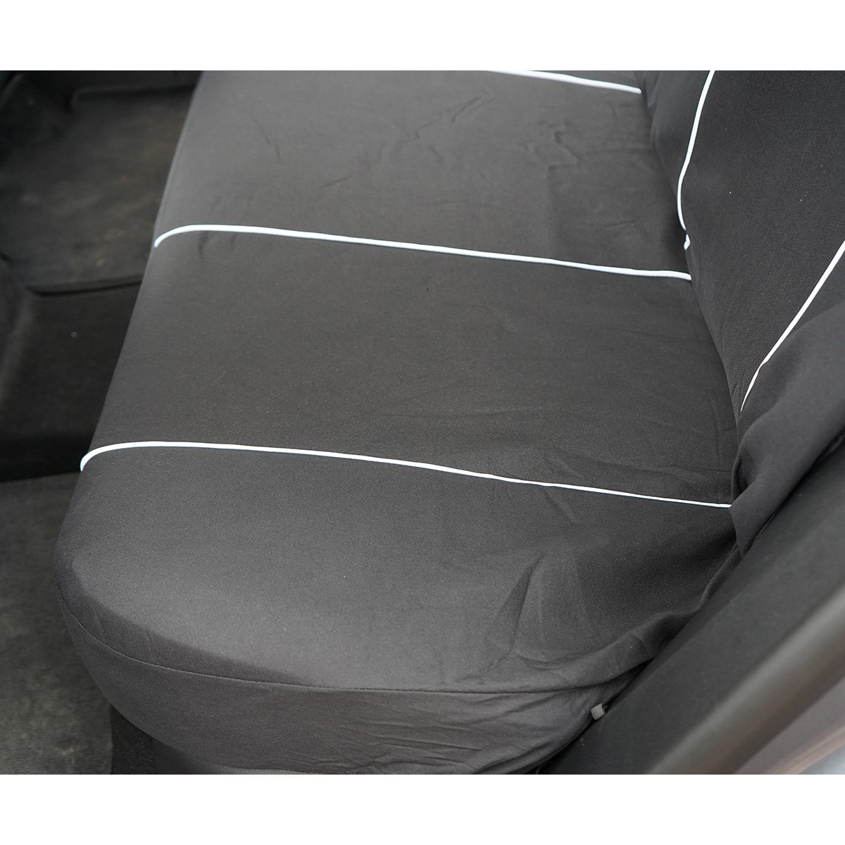 Set huse scaune auto universale negru-alb, material textil 8 piese - imagine 8