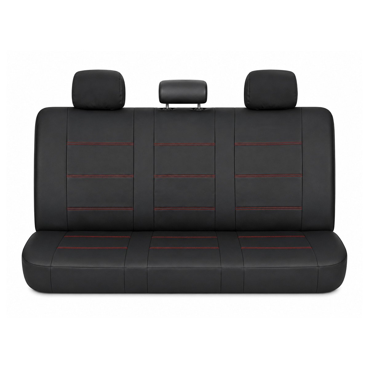 Set huse scaune auto universale negru-rosu, material piele ecologica si textil 8 piese - imagine 3