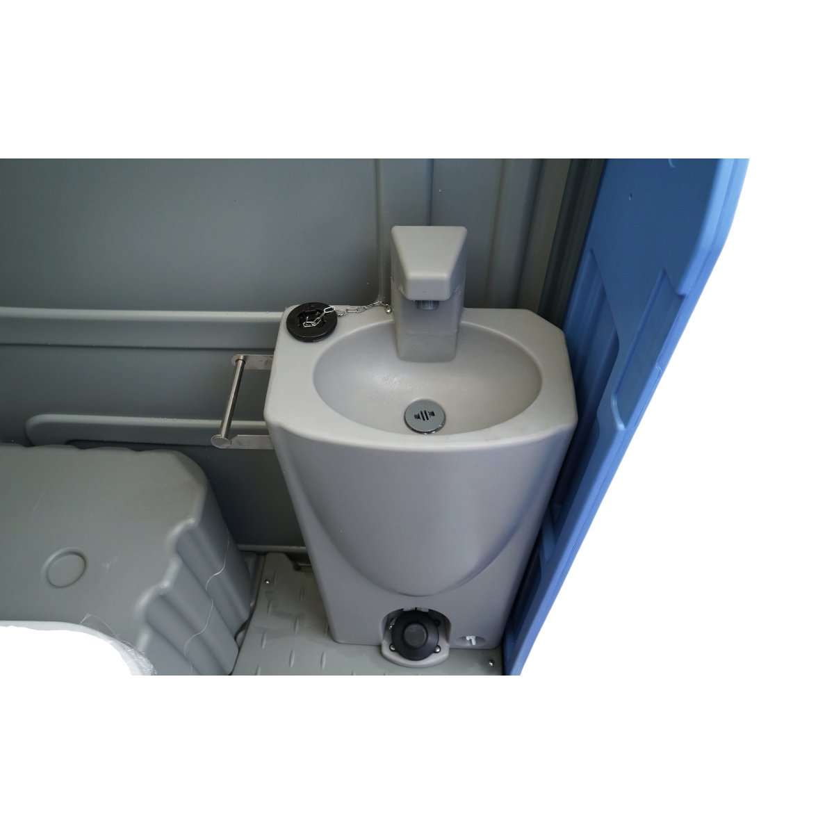 Toaleta ecologica vidanjabila 350L HDPE cu lavoar, pisoar, oglinda, suport hartie si cuier 1150x1150x2250mm - imagine 9