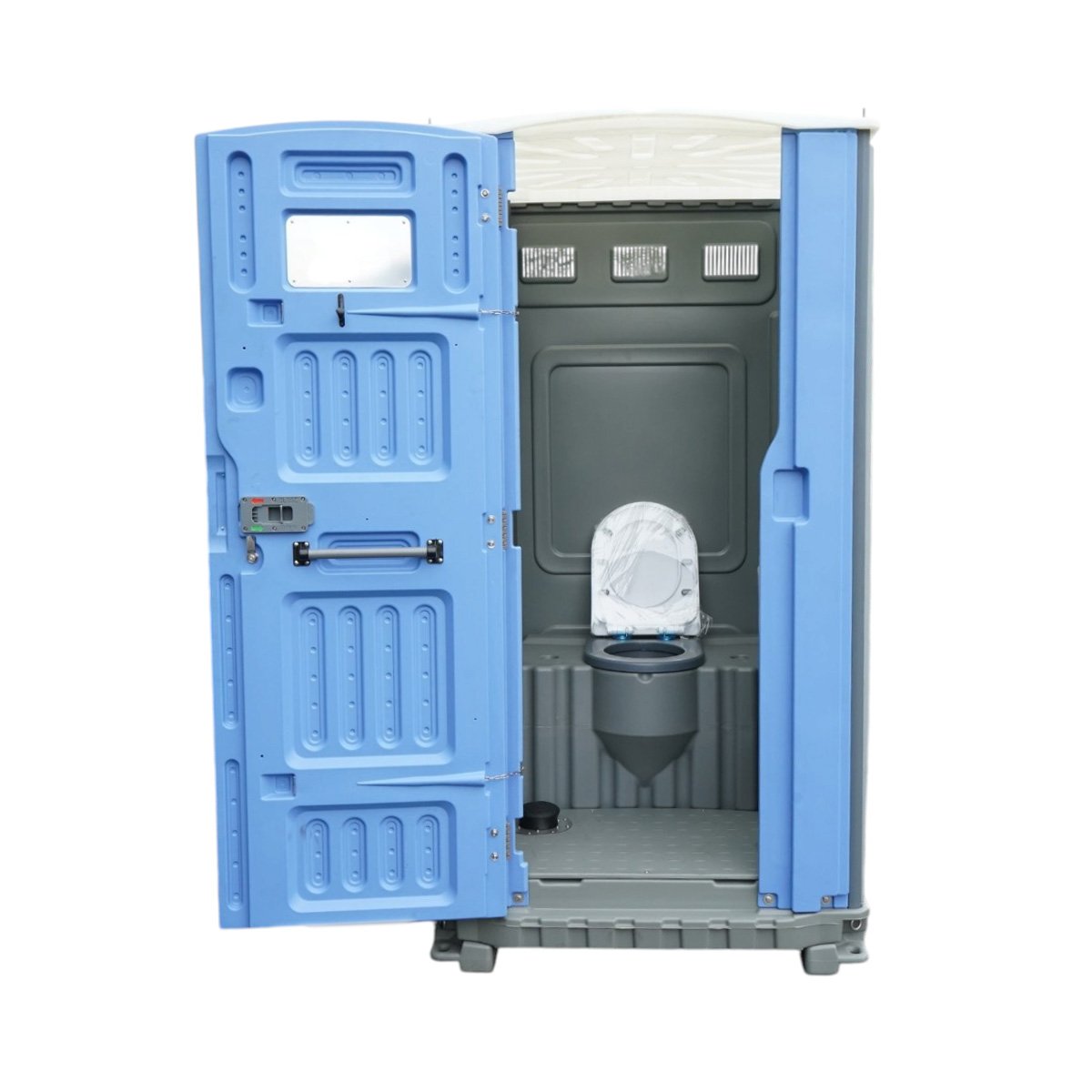 Toaleta ecologica vidanjabila 350L HDPE cu lavoar, pisoar, oglinda, suport hartie si cuier 1150x1150x2250mm - imagine 3