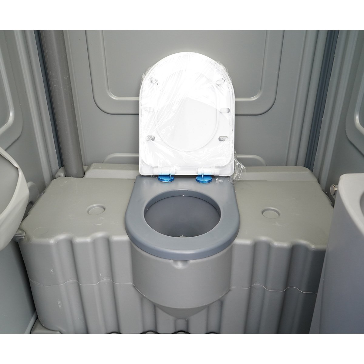 Toaleta ecologica vidanjabila 350L HDPE cu lavoar, pisoar, oglinda, suport hartie si cuier 1150x1150x2250mm - imagine 6
