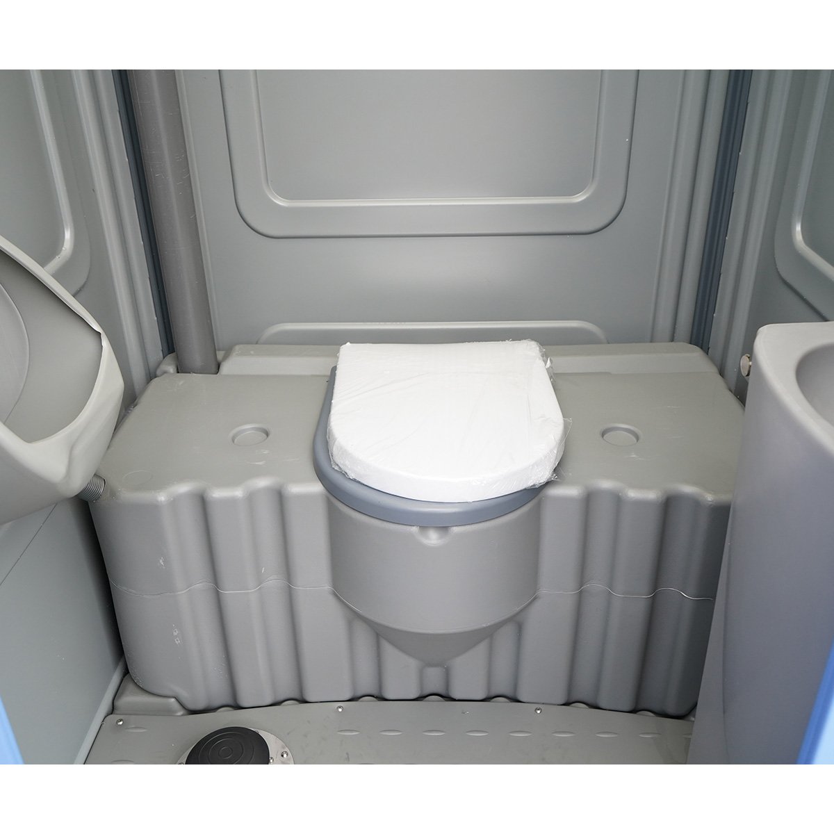 Toaleta ecologica vidanjabila 350L HDPE cu lavoar, pisoar, oglinda, suport hartie si cuier 1150x1150x2250mm - imagine 7