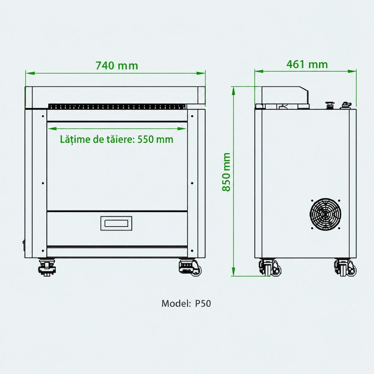 Tocator carton industrial 550mm, 1500W, 220V, viteza reglabila 0-18m/min, grosime maxima 10mm Breckner Germany - imagine 8