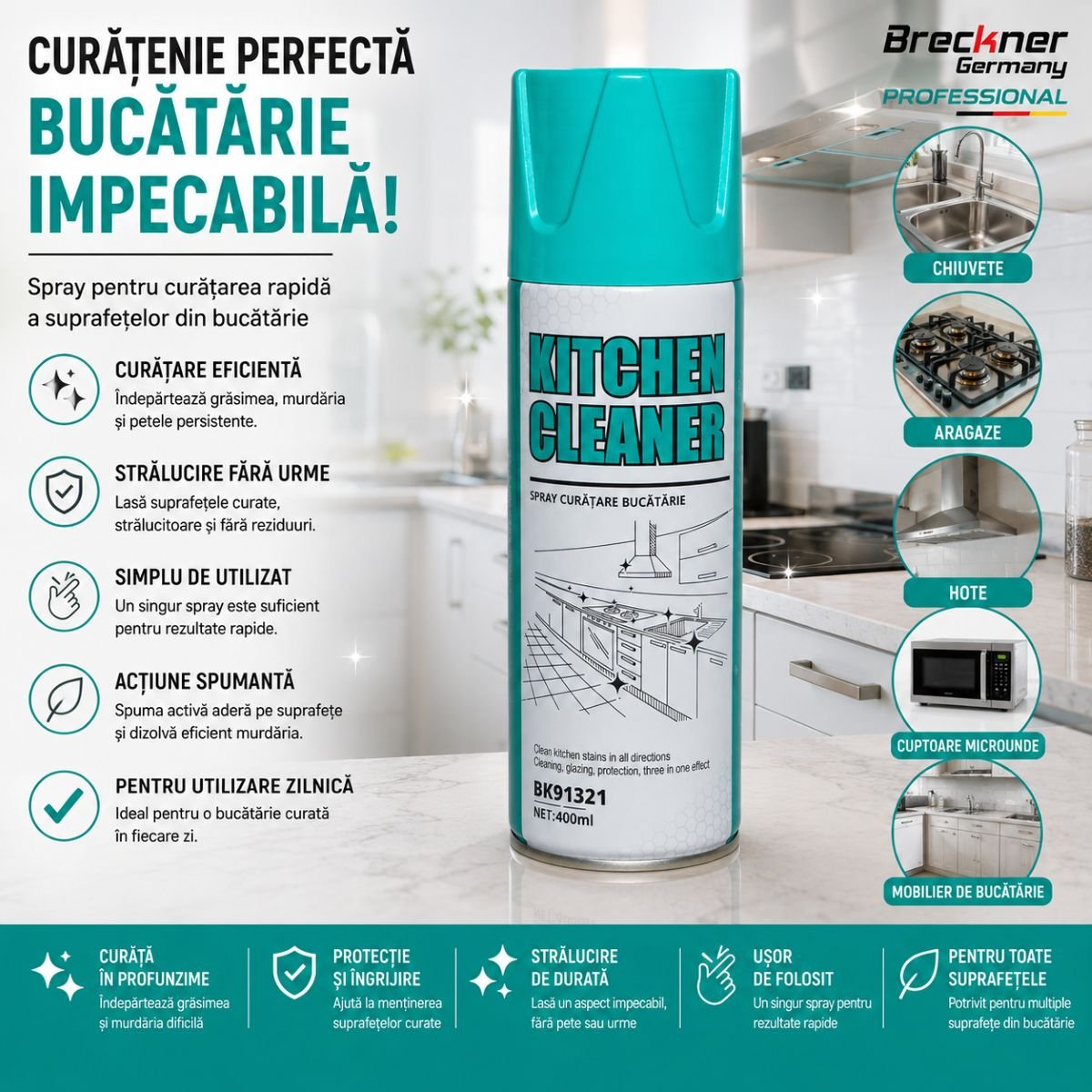 Spray degresant multisuprafete curatare bucatarie 400ml Breckner Germany - imagine 2
