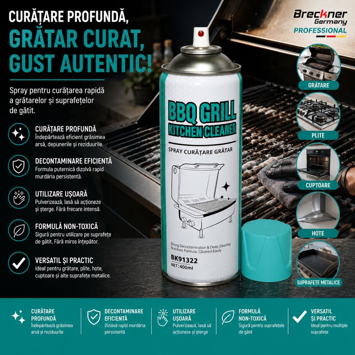 Spray spuma activa curatare gratar 400ml Breckner Germany - imagine 2