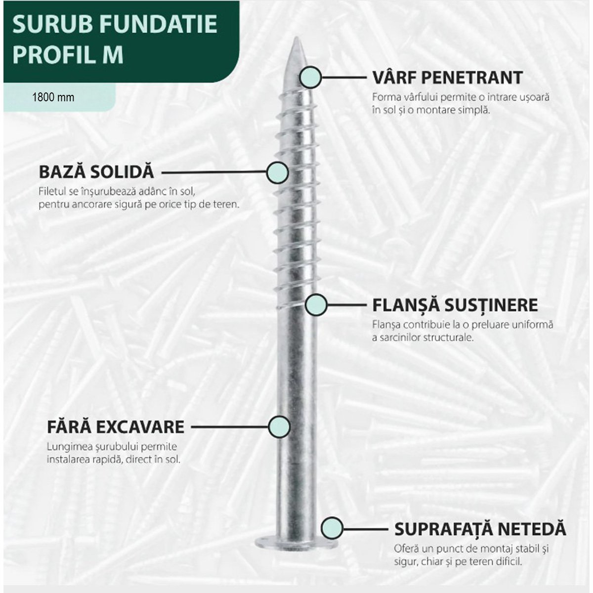 Surub fundatie elicoidal 76x1800mm montaj la sol structuri panouri solare fotovoltaice - imagine 8