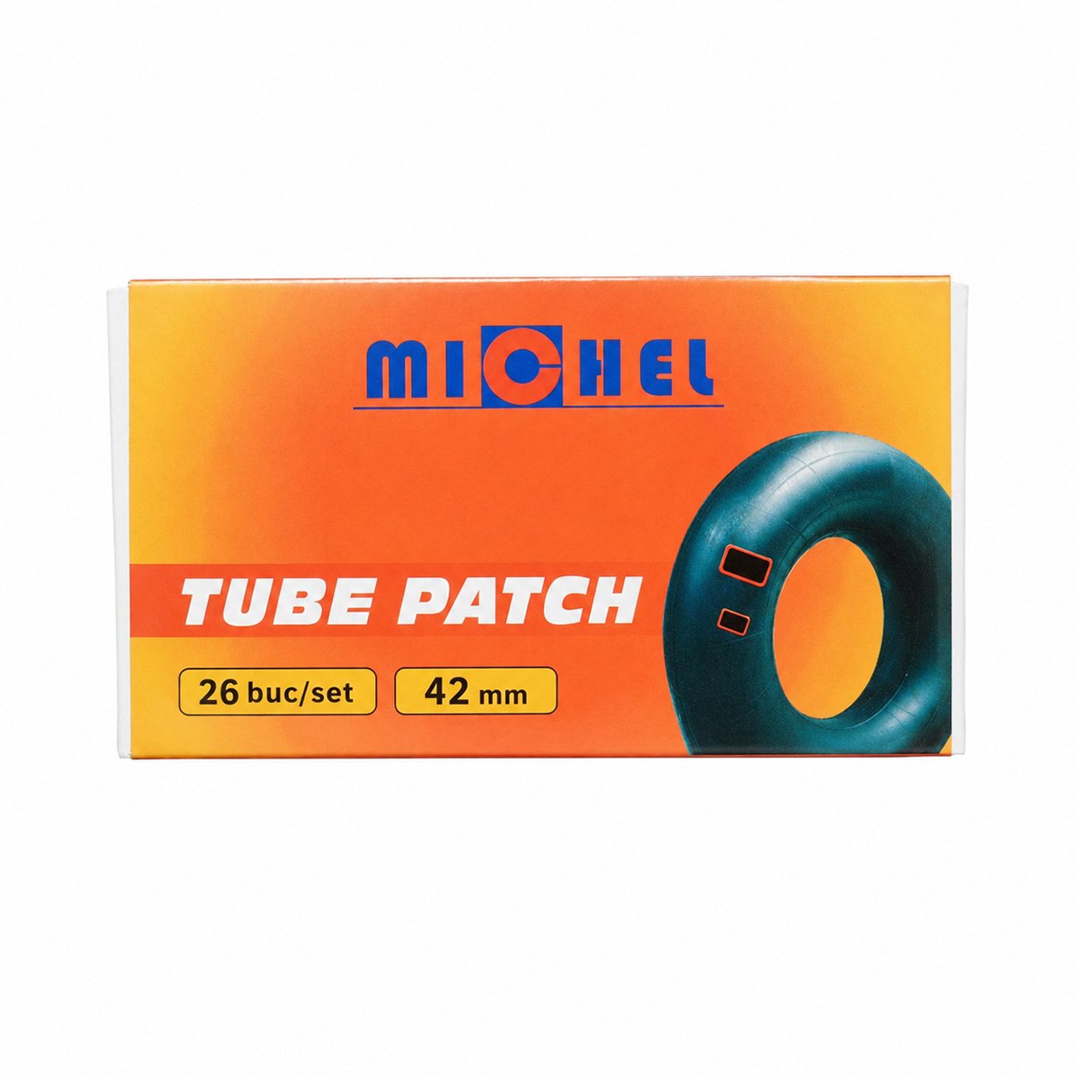 Set 26 petice vulcanizare rotunde 42mm + 1 tub adeziv 20ml pentru camere de aer Michel - imagine 2