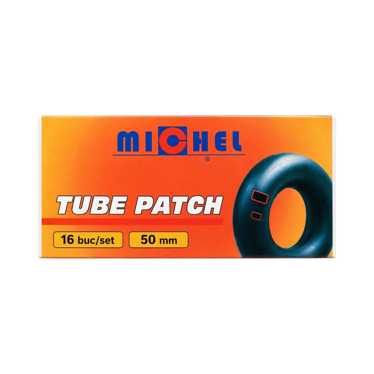 Set 16 petice vulcanizare rotunde 50mm + 1 tub adeziv 20ml pentru camere de aer Michel - imagine 2