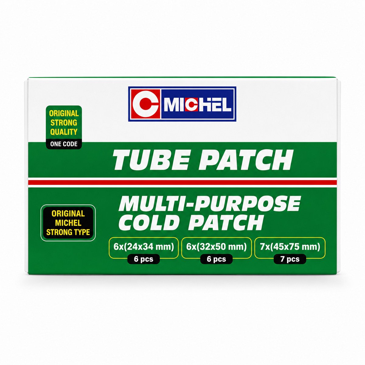 Set 19 petice vulcanizare dreptunghiulare 24x34mm, 6x32mm, 32x50mm, 45x75mm + 1 tub adeziv 20ml pentru camere de aer Michel - imagine 2